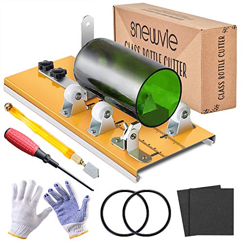 Glass Bottle Cutter Kit, Bottle Cutter DIY Machine with Size Marking for Cutting Wine Beer Liquor Whiskey Alcohol Champagne Round Oval Bottle Mason Jar with Accessories Kit Gloves Pencil Glass Cutter