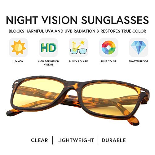 Image of VITENZI Night Vision Glasses for Men and Women Anti Glare Safety for Night Day Driving HD Yellow Tinted Sunglasses Prato