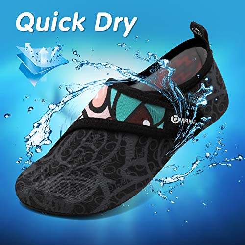 Vifuur Kids Water Shoes Girls Boys Quick Dry Aqua Socks For Beach Swim Outdoor Sports Big Head Graffiti 32/33 #TOP2