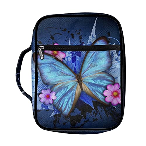 Belidome Bible Covers Étui avec poche zippée et poignée, Papillon Bleu, Taille unique