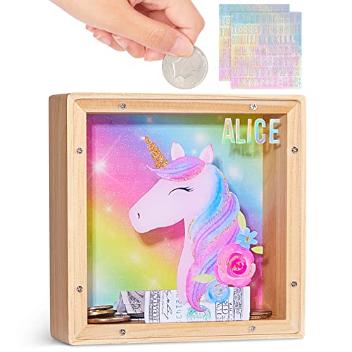 Beinou Spardose Kinder Sparschwein Mädchen Einhorn Sparbüchse Acryl-...