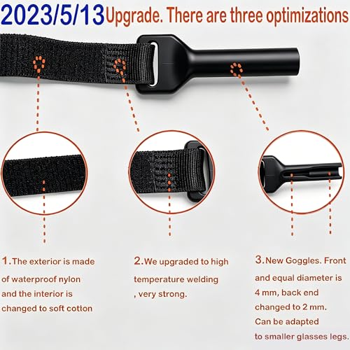 Image of KSACLE Adjustable Glasses Strap, Upgrade 4 Pack No Tail Eyeglass Straps, Universal Fit Rope Eyewear Retainer, Sport Unisex Sunglass Retainer Holder Strap for Men, Women and Kids (Black, 9-15 inch)
