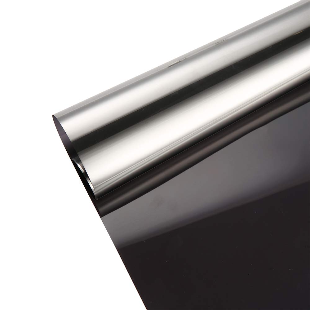 Daytime Privacy Privacy Window Film Heat Control Sun UV Blocking One Way Mirror Reflective Glass Tint Sliding Door Tinting, Black Silver, 60inches x 10feet