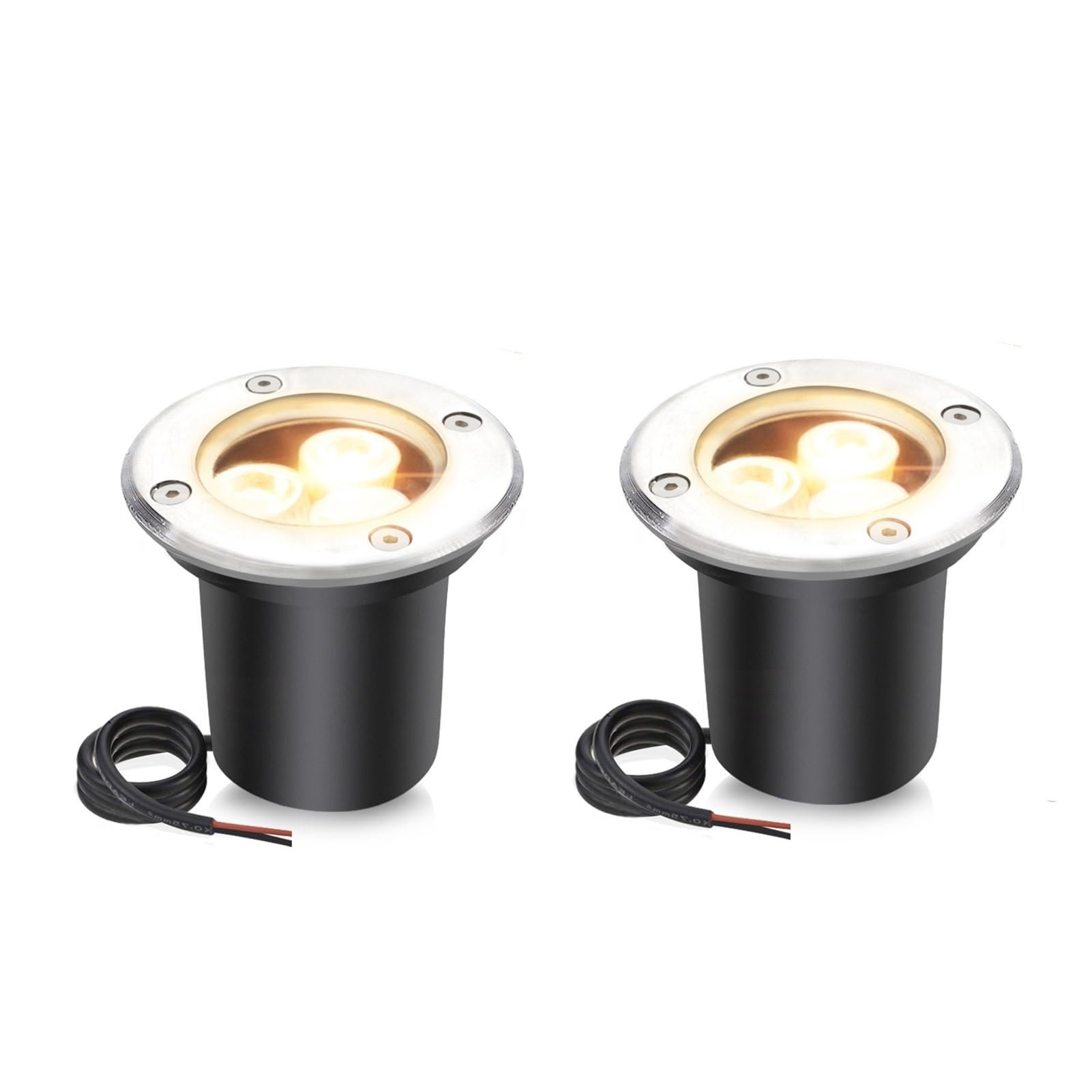 Luci di fontana subacquea LED 2Pack IP68 impermeabile 24V incorporato 3w luci piscina in acciaio inox (Natural)
