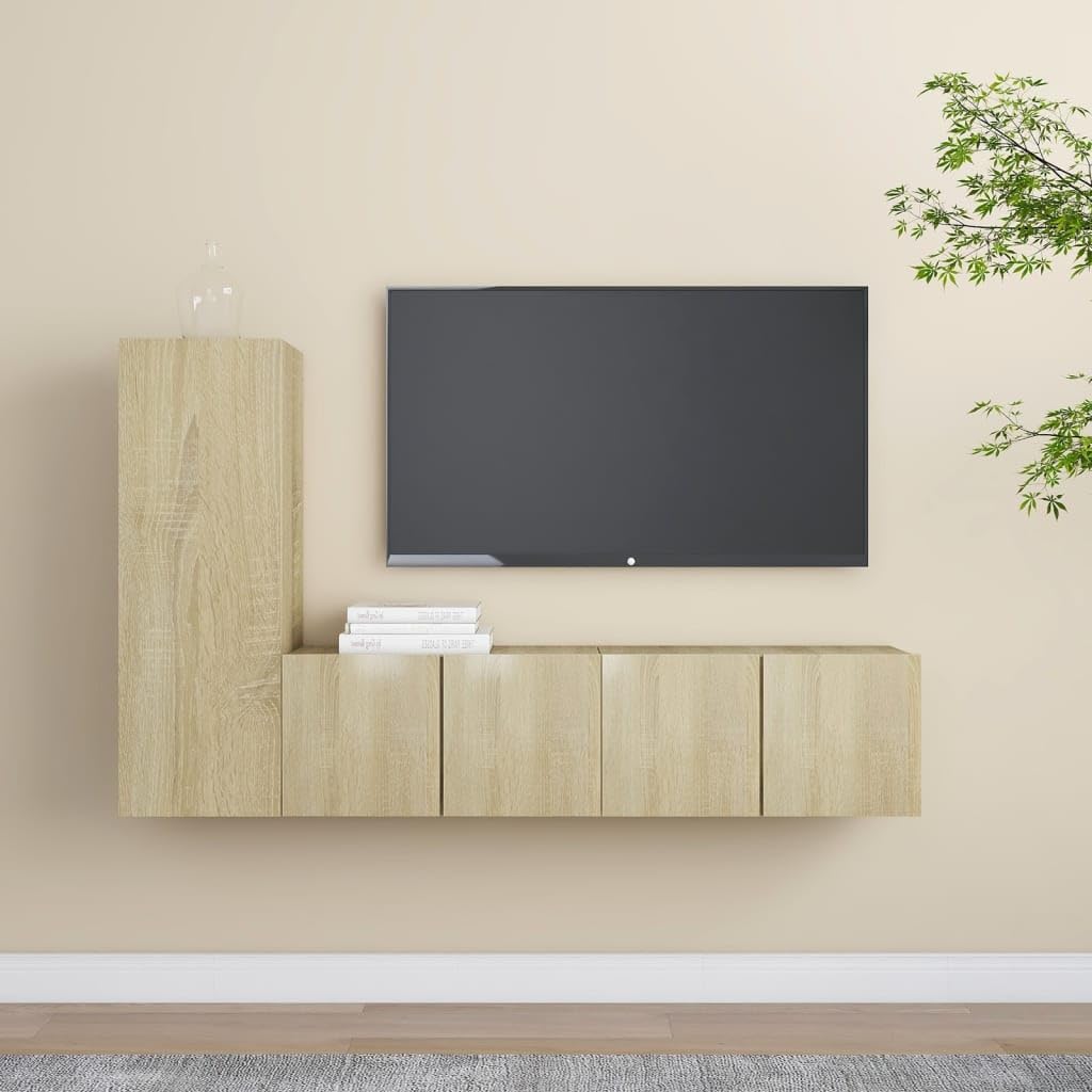 Genérico Juego de Muebles de salón 3 Piezas Roble Sonoma,Mobiliario,Muebles TV,Marrón,34.18 kg,3078988