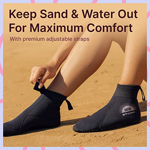 Bps 'Storm Sock' Neoprene Water Socks - With Anti-Slip Sole - Wetsuit Booties For Scuba Diving, Snorkeling, Beach Volleyball, Surfing - Low Cut Dive Socks (Black/Lilac Grey Accent, Medium) #TOP5