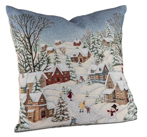 formano Weihnachtskissen 45 cm mit Häuser-Dekor Gobelin Deko Kissen...