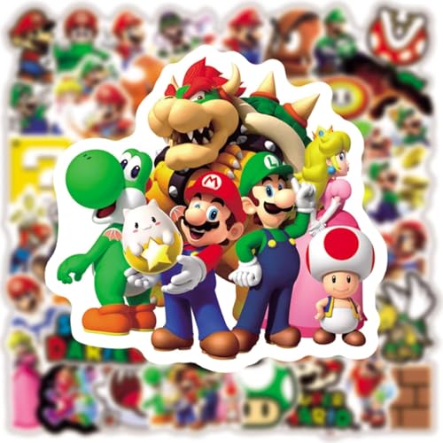 Image of 50pcs Cartoon Mario Stickers for Kids,Vinyl Waterproof Mario Decal for Water Bottle Laptop Toy Sticker for DIY Decorate Bumper Phone Hard Hat Kids Teens Gifts