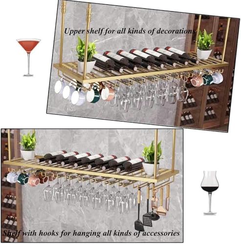 Casier à vin suspendu en métal réglable chic pour plafond de bar - 7