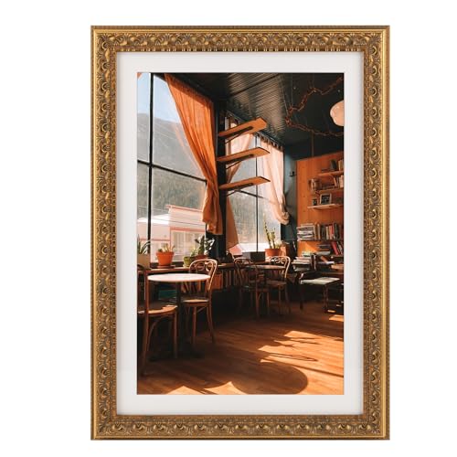 Image of Golden State Art, 13X19 Ornate Finish Photo Frame with White Mat for 11X17 Picture & Real Glass, Color: Bronze