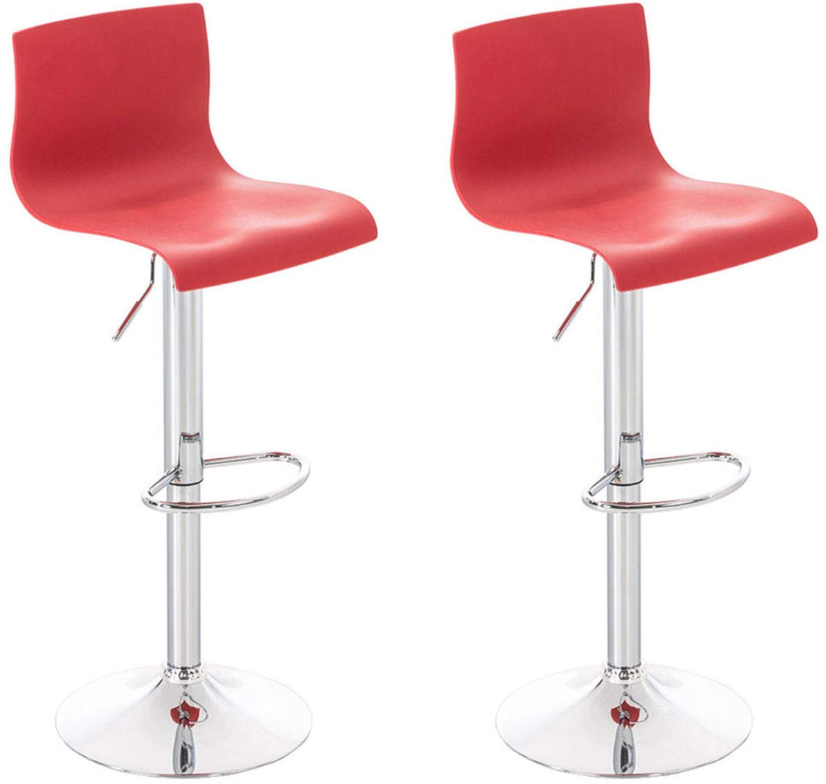 CLP Set 2X Taburetes De Bar Hover con Asiento De Polipropileno I 2 Taburetes Regulables En Altura I 2 Taburetes Altos Giratorios I Color:, Color:Rojo