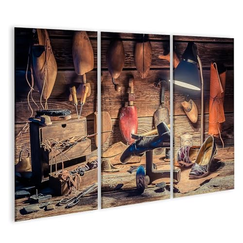 Tableau sur toile atelier de cordonnier nostalgique islandburner 3 pièces