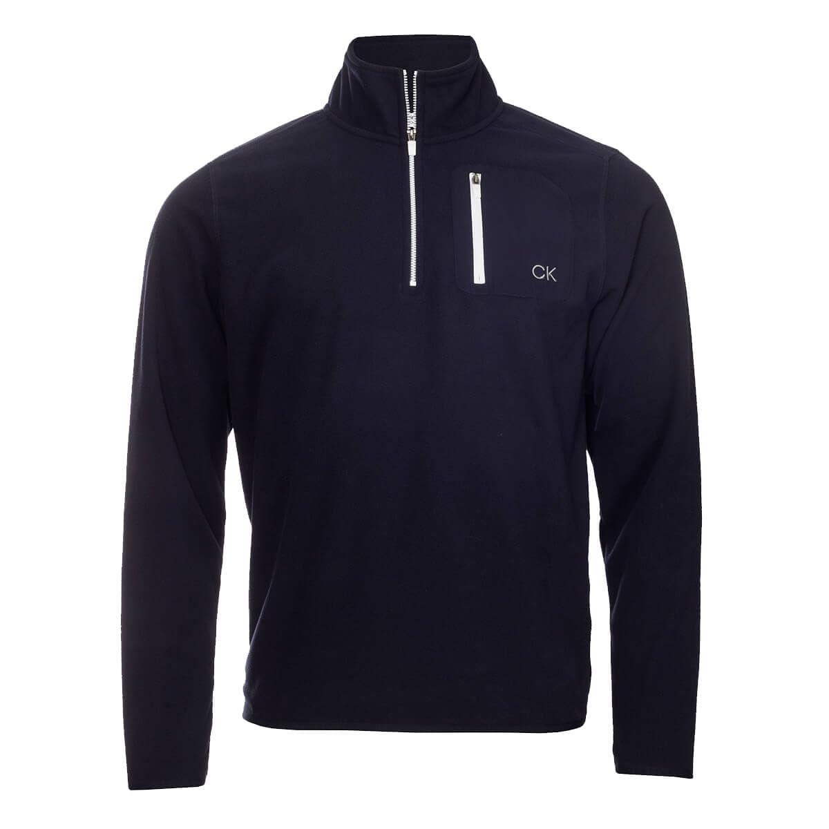 Calvin Klein Mens Planet Fleece Half Zip Stretch Sweater - Navy - M