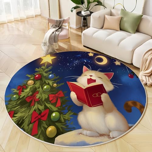 Tapis chat mignon bleu indigo grand format de 80 cm - 3