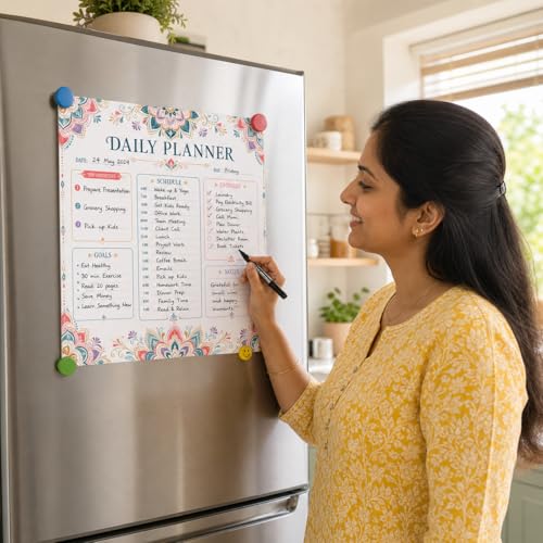 Image of Zesta Vinyl Magnetic Planner for Fridge | Cute Weekly Planner /Meal Planner with Marker | Rewritable Magnetic White Board for Fridge (Harry Potter 11X11 Inches) (Ma)