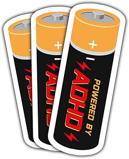 3 Pcs ADHD Battery Sticker, ADHD Stickers Funny, Stickers for Adults Dark Humor, ADHD Awareness Sticker- Vinyl Stickers for Water Bottles Laptop Car Hart Hat Helmet 3 Inches