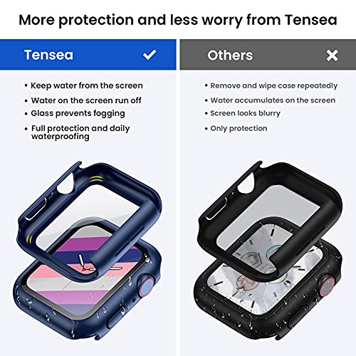 Image of Tensea for Waterproof Apple Watch Screen Protector Case 40mm SE 3 /SE 2nd Generation /SE /Series 6 /5 /4 Accessories, iWatch Protective PC Face Cover with Tempered Glass Film for Women Men, 40 mm