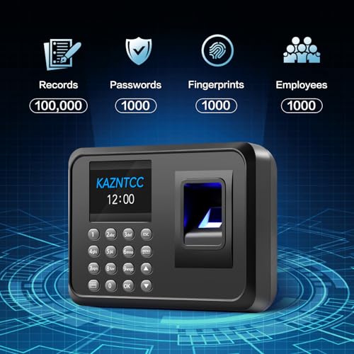 Fingerprints Time Clocks for Employees Small Business, Deduct Lunch Time & Calculate Working Hours Time Clocks Supporting Multiple Shift Schedules, 0 Monthly Fees No Need WiFi Standalone Time Clock - Thumbnail 2