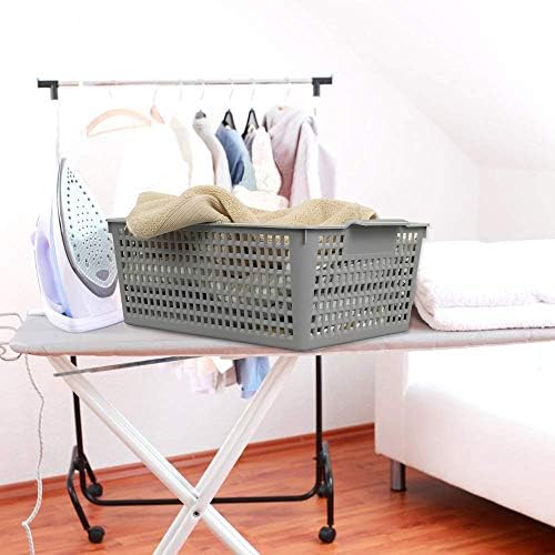 Sandmovie 13 L Gray Plastic Large Storage Baskets, 35.1cm x 26cm x 14.5cm, 4 Pack