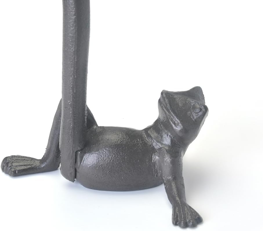 Cast Iron Frog Frog Leg Paper Towel Holder, Stable & Durable, Cute Funny Animal Vintage Metal Roll Tissue Standing Countertop for Kitchen（Black）