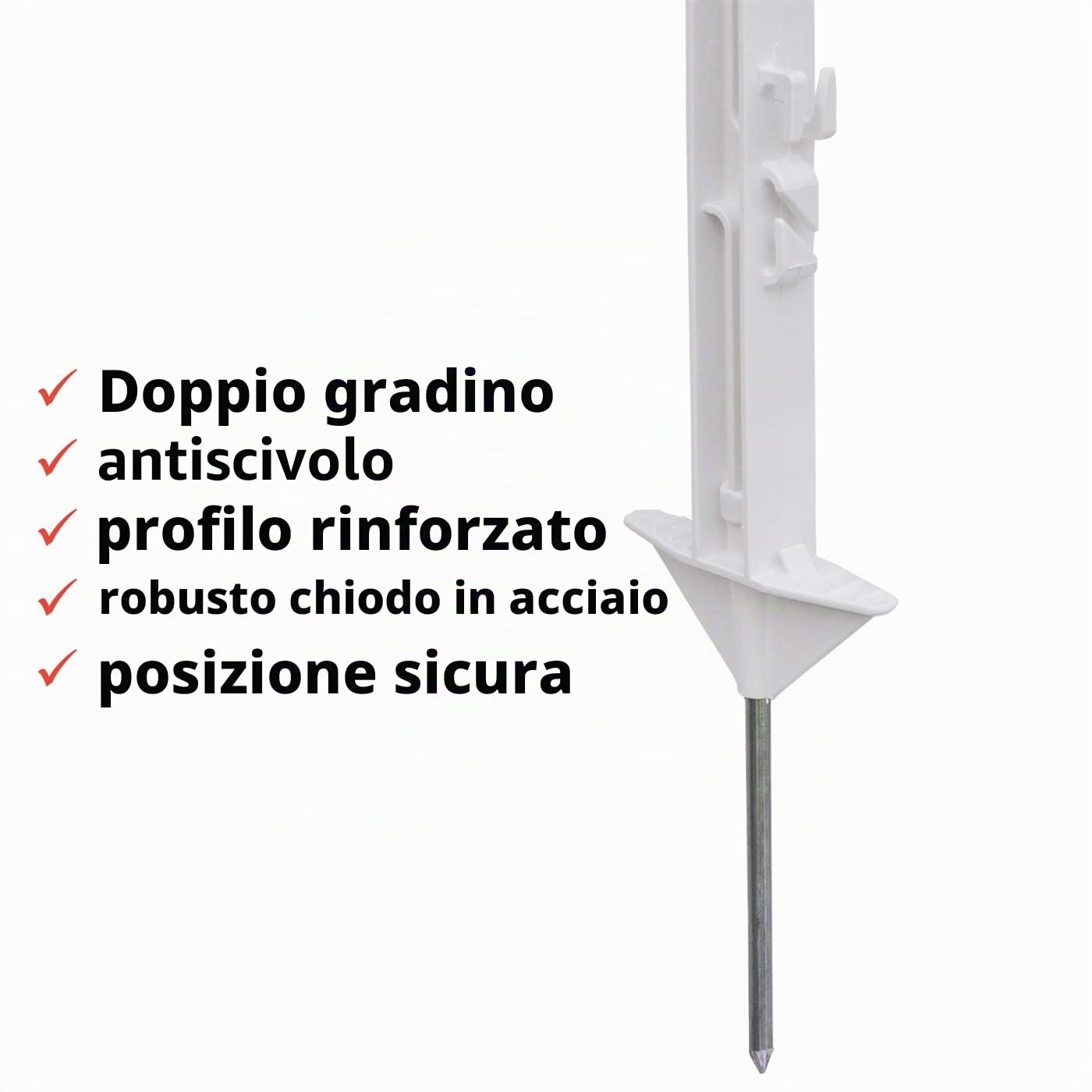 VOSS.farming 20 pz. Pali in plastica, recinzioni elettriche, Lunghezza 74 cm, Colore Bianco