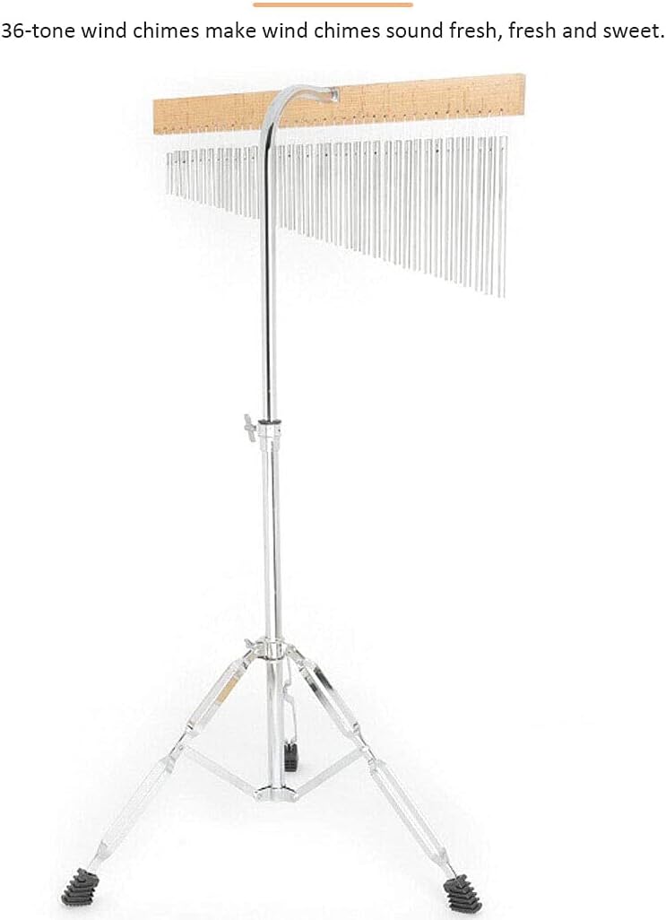 36-Tone Set of Bells Bar Silver Chimes, Musical Percussion Single-Row Wind Chime with Stand for Music Performances and Chorus Music Performances