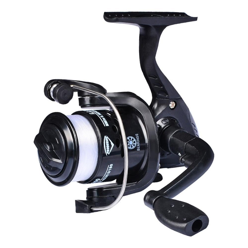 Fishing Reel + 109Yds Braid Line, Pre-spooled Spinning Reel, Lightweight for Freshwater and Saltwater Carp Catfish Fishing (without line, Gold)
