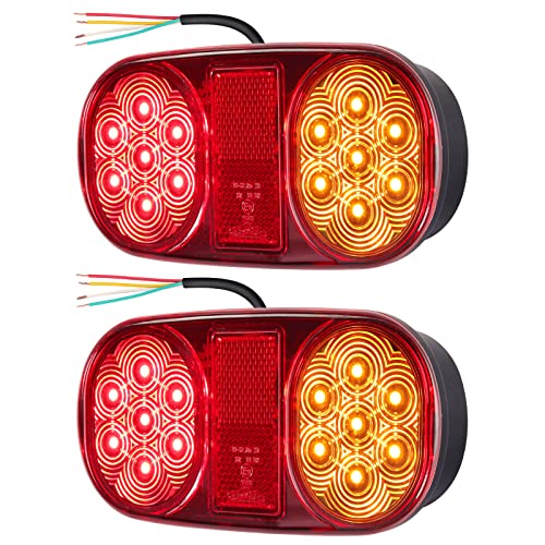 Luces Traseras para Remolque 18 LED 12V Lámpara Trasera Barra para Camión Ámbar Piloto Trasero Homologado E11 Indicador de Freno Impermeable IP65 para Remolque Camión Caravana 2 Piezas