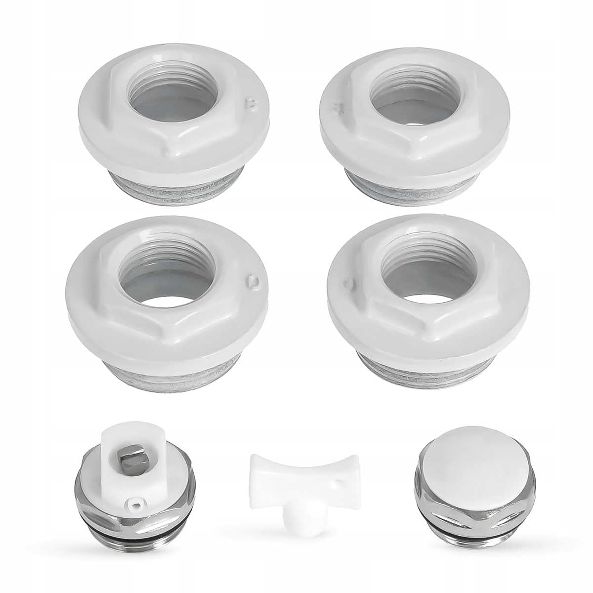 Plumbing4home White Universal Steel Radiator Reducing Bushes Thread Set
