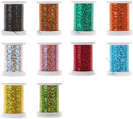 Riverruns Micro Glint Nymph Thread, Holo Flat Tinsel, Fluo Thread Fly Tying Material Proudly from Europe Trigger to The Fish (10 Color/Set Holo Flat Tinsel)