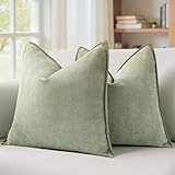 MIULEE Pack of 2 Sage Green Decorative Pillow Covers 20x20 Inch Soft Chenille Luxurious Couch Throw Pillows Farmhouse Cushion Covers with Elegant Design for Sofa Bedroom Living Room Spring Home Decor