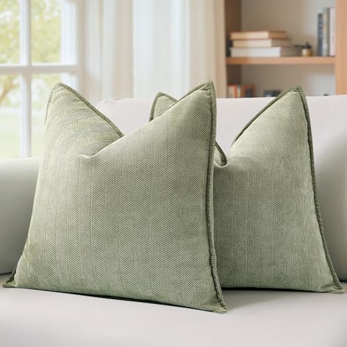 MIULEE Pack of 2 Sage Green Decorative Pillow Covers...
