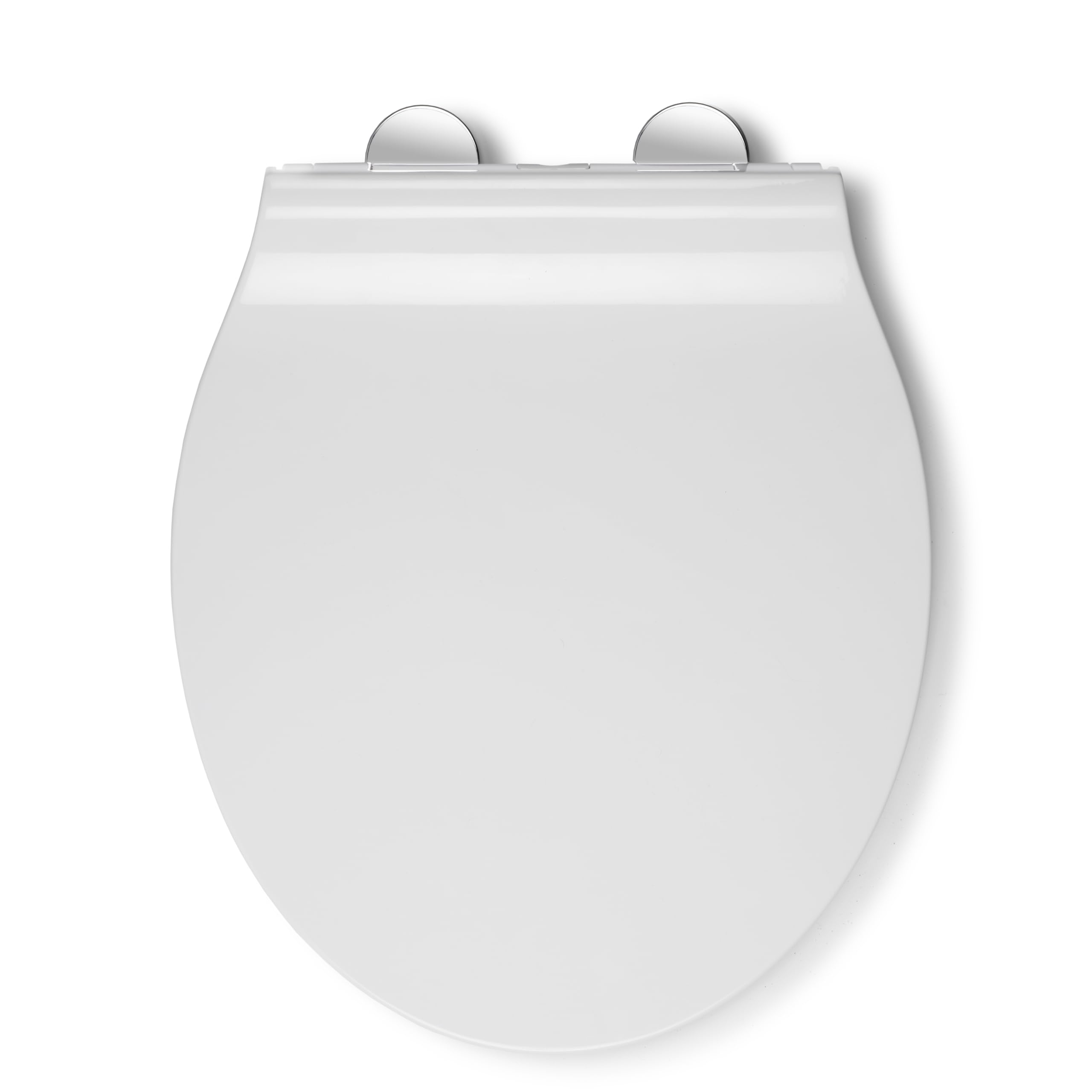 Croydex Orta Slimline Soft Close Toilet Seat - Quick Release Button for Easy Cleaning and Adjustable Hinges with Top and Bottom Fixings Included, Antibacterial Treated Plastic Toilet Seat (White)