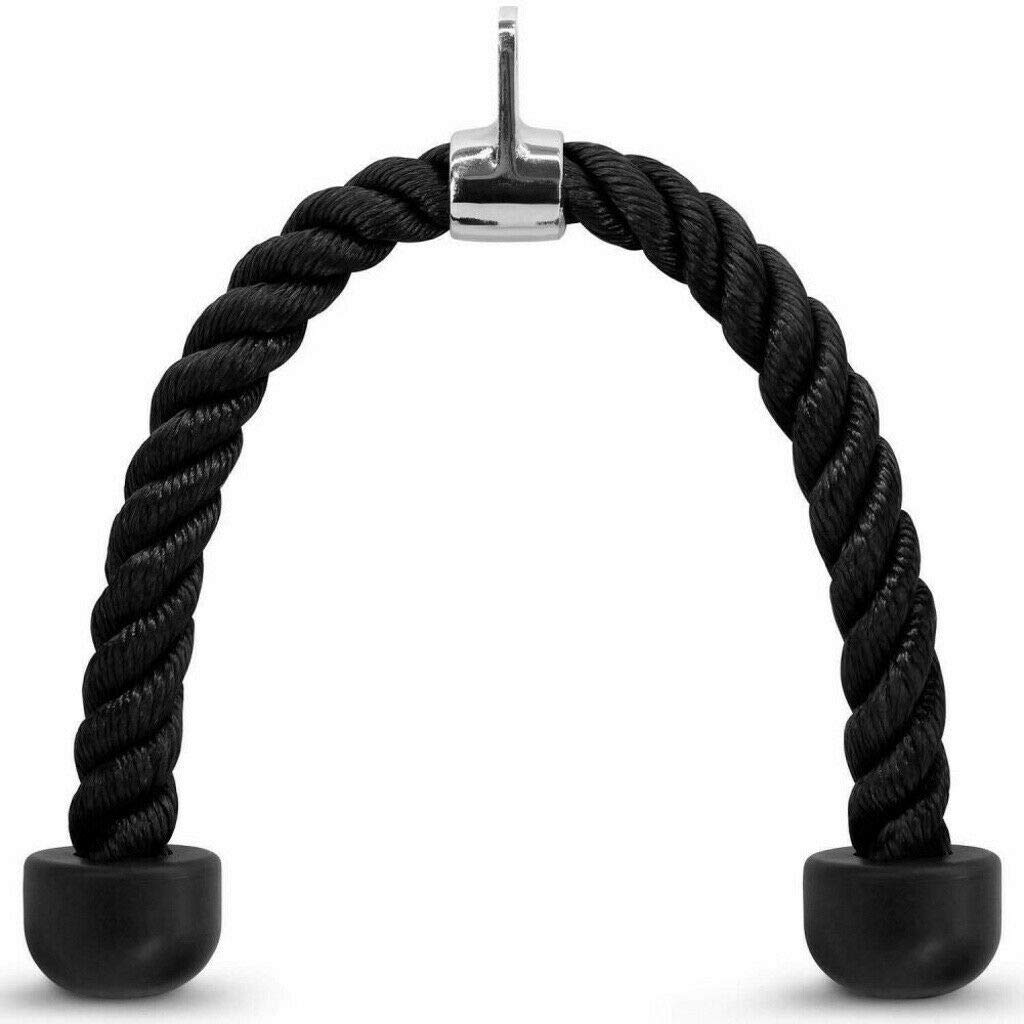 Kabalo HEAVY DUTY BLACK TRICEP ROPE ATTACHMENT BODYBUILDING CABLE RUBBER END LAT CORD