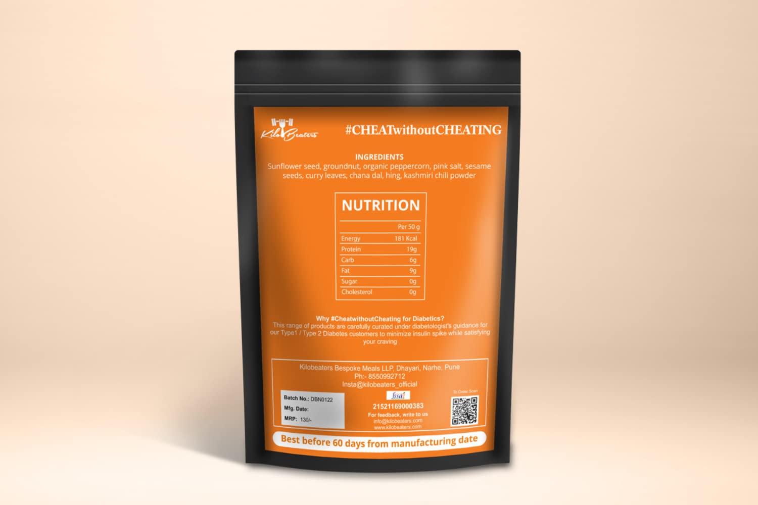 Kilobeaters Diabetics Friendly& Fitness Enthusiasts Vegan, No Preservative, Zero Grain & Zero Sugar South Indian Baked Nippat - (100 gm, Pack of 2) - Image 2 thumbnail