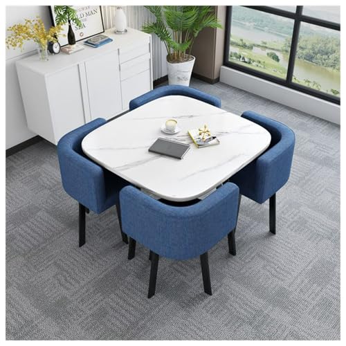 Moderno juego de mesa de comedor cuadrada con 4 sillas de 80 cm, muebles de cocina compactos para espacios pequeños, elegante solución de asientos de comedor y oficina