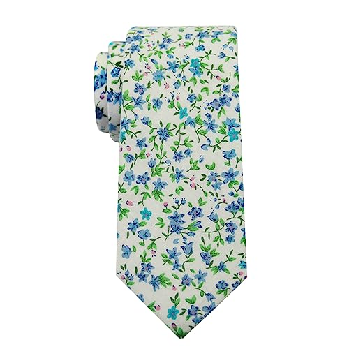 Image of Mantieqingway Floral Ties for Men Skinny Cotton Tie Flower Necktie