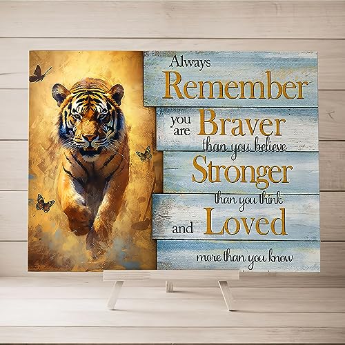 Luslya Motivational Tiger Canvas Wall Art Vintage Tiger Bathroom Painting Wall Decor Framed Inspirational Tiger Posters Home For Living Room Bedroom Bathroom Decoration 12X16 Inch thumb #4