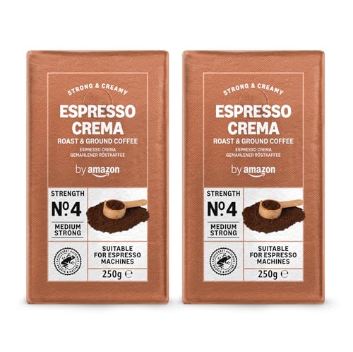 by Amazon Espresso Crema Ground Coffee 500g (2 x 250g) - Rainforest Alliance Certified