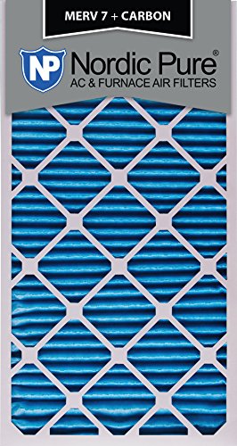 Nordic Pure 12x24x1 (11 1/2 x 23 1/2 x 3/4) Pleated Air Filters MERV 7 Plus Carbon 12 Pack -  12x24x1M7+C-12