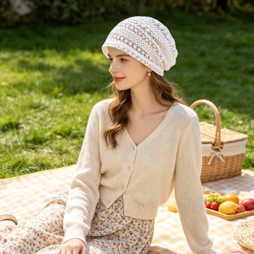 Gorro brillante de encaje para mujer, liviano y transpirable miniatura 5
