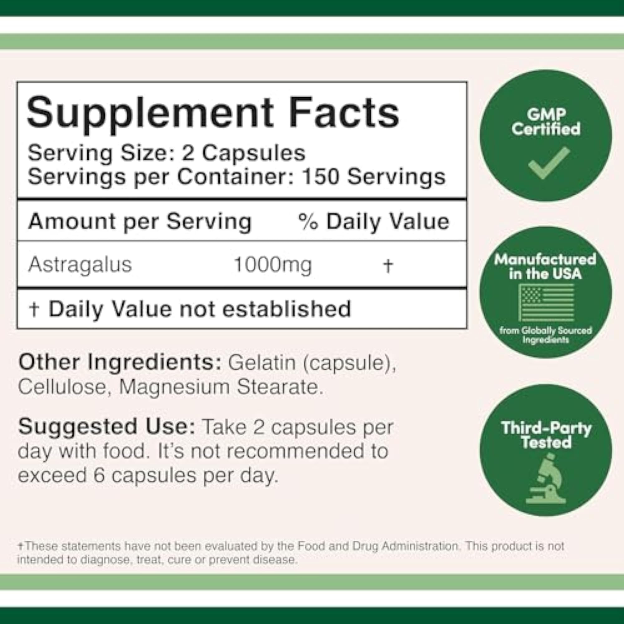 WITFY Immune Boosting Astragalus 1000mg 300 Capsules