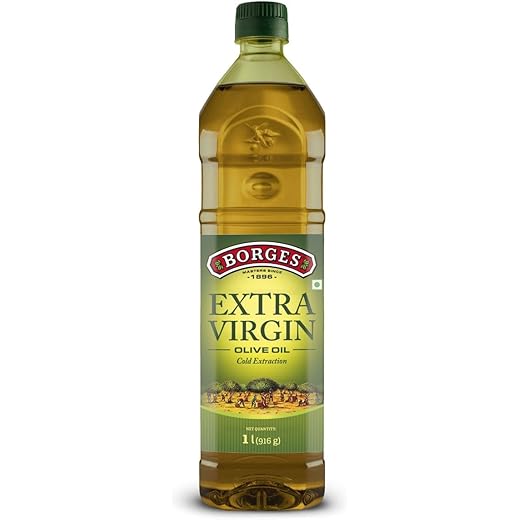 Borges Extra Virgin Olive Oil - 1L PET |First cold extraction|Packed from Spain |75% MUFA | Rich in Antioxidants | Ideal For low heat cooking like sauteing & grilling, salad dressing