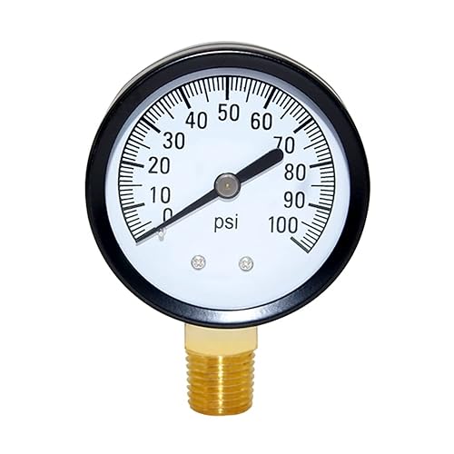 Joywayus Manómetro de 0 a 100 PSI Latón 14 "Macho NPT Rosca Montaje Inferior, Múltiples Funciones
