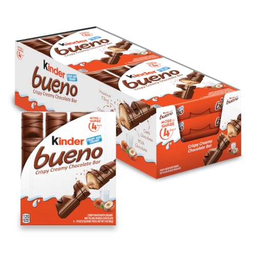 Kinder Bueno Milk Chocolate Bars, Crispy Wafer Hazelnut Cream Snacks, 8 Ct - image 1