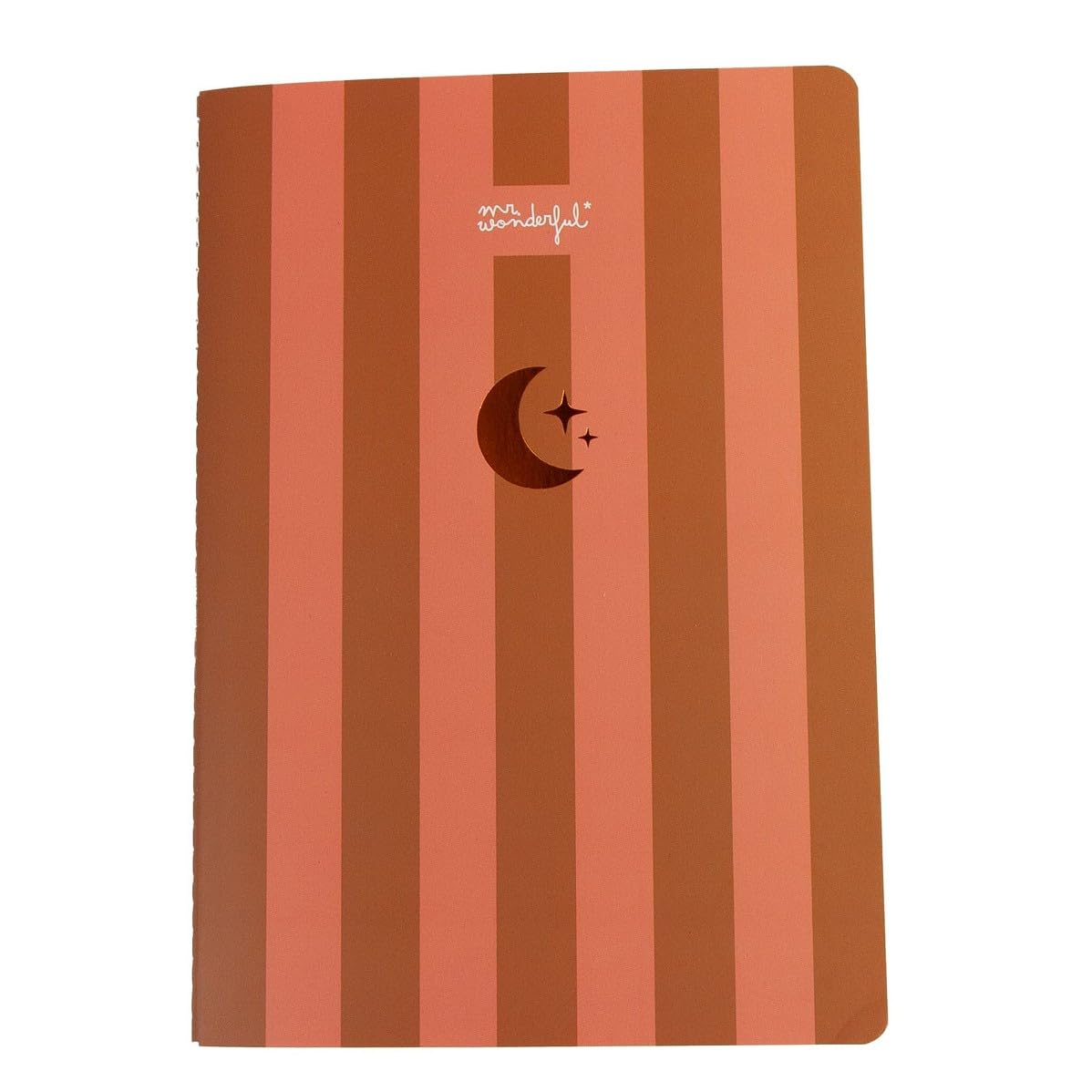 Mr Wonderful – Notebook A5 with Ruled Sheets – 40 Pages – Notebook – Stitched Binding – Pink and Brown Stripes