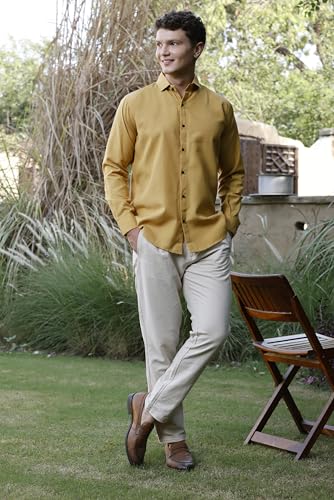 Image of Zilcon Linen Shirts for Men Casual Button Down Long Sleeve Shirt Solid Summer Beach Hawaiian Shirts