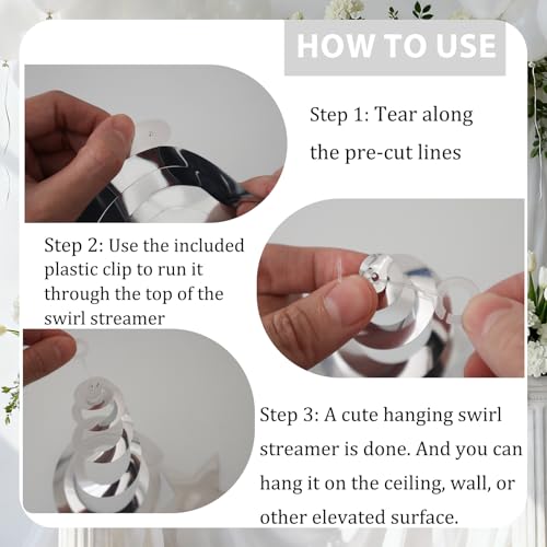 Image of 40Pcs Silver Star Hanging Swirls Party Decorations Plastic Spirals Streamers Foil Ceiling Decor for Birthday Bridal Showers All Kinds of Parties Classroom Home Party Favors