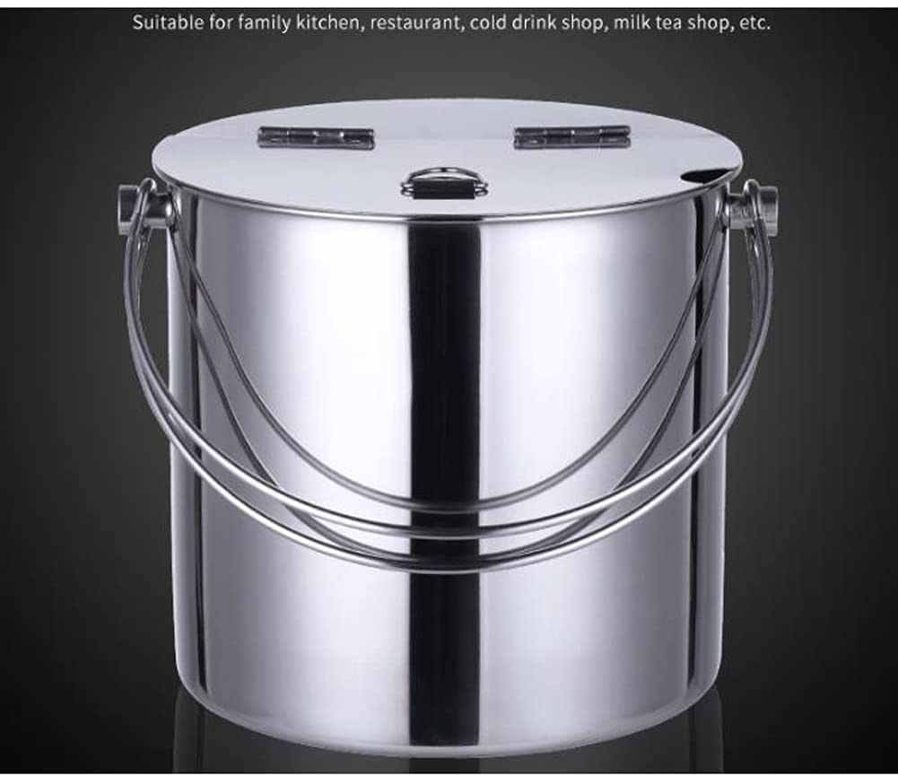 Secchiello Ghiaccio Secchiello per Champagne Secchiello per Il Ghiaccio in Acciaio Inossidabile Secchiello per Ghiaccio Rotondo Portatile con Coperchio Applicabile Bar Feste(1.2L)
