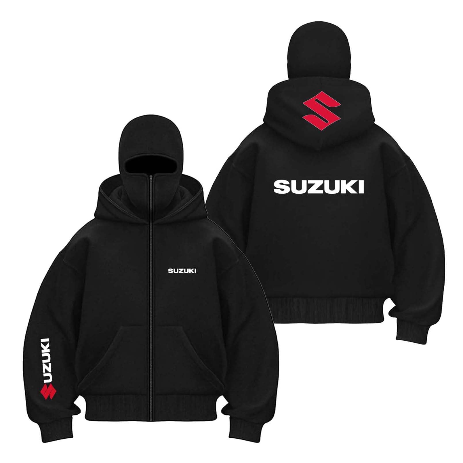 JYHBAQWN Men's Windproof Balaclava Hoodie Sportswear for SU.ZU.K.I. Jacket Long-Sleeved Printed with Pockets Coat Hooded Outwear Tops,L-Heis